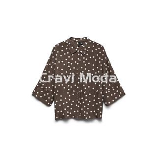 BLUSA MARRÓN DE TOPOS BLANCOS - Imagen 1