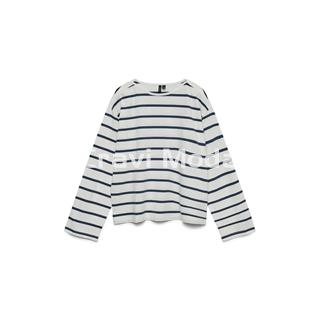 CAMISETA DE MANGA LARGA BLANCA CON RALLA AZUL - Imagen 1