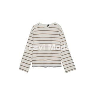 CAMISETA DE MANGA LARGA BLANCA CON RALLA CAMEL - Imagen 1