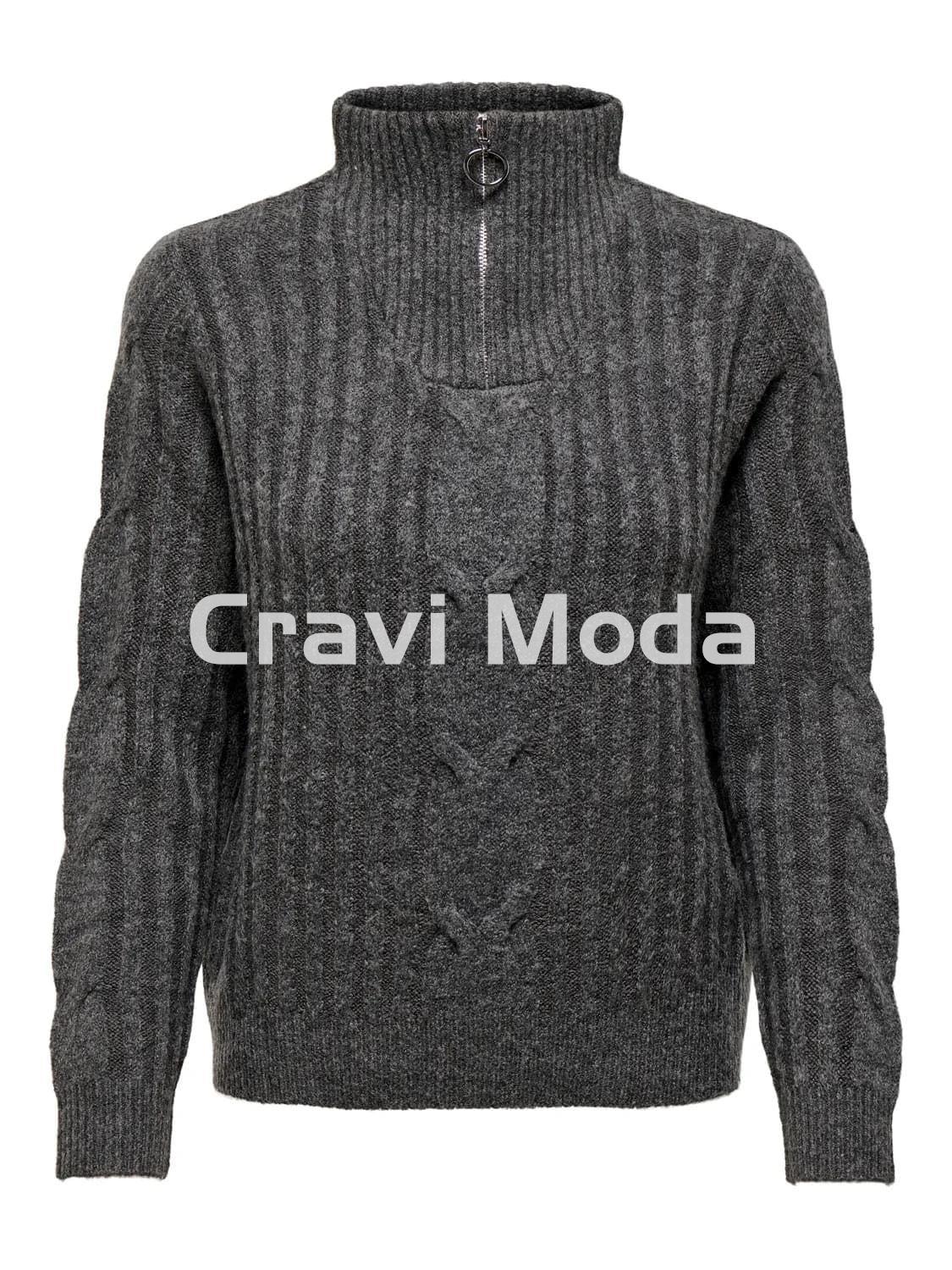 JERSEY GRIS DE CUELLO CON CREMALLERA - Imagen 1