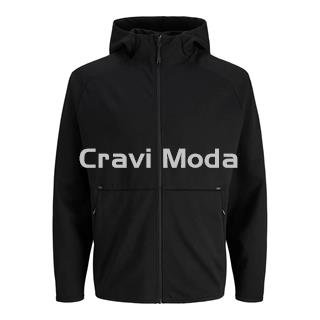 SUDADERA CON CAPUCHA Y CREMALLERA NEGRA - Imagen 1