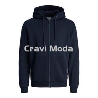 SUDADERA DE CREMALLERA CON CAPUCHA AZUL MARINO - Imagen 1