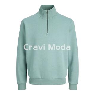 SUDADERA SIN CAPUCHA DE CREMALLERA AZUL - Imagen 1