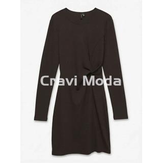 VESTIDO CORTO MARRÓN CHOCOLATE - Imagen 1