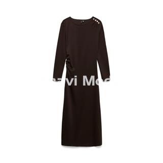 VESTIDO LARGO MARRON CHOCOLATE - Imagen 1